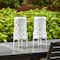 Glitzhome® 14.25" White Metal Cutout Leaves Pattern Solar Powered LED Outdoor Lanterns, 2ct.